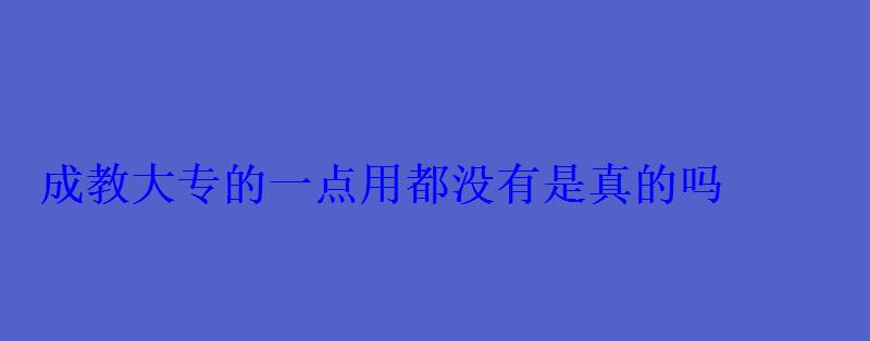 成教大专的一点用都没有是真的吗