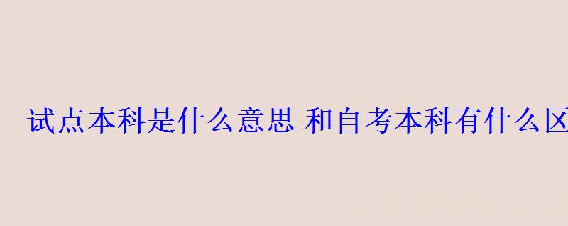 试点本科是什么意思和自考本科有什么区别