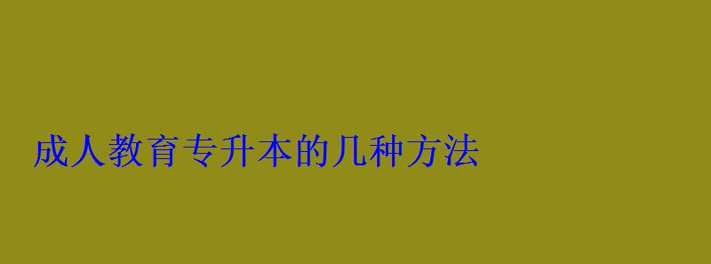 成人教育专升本的几种方法