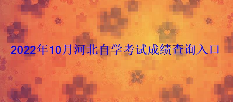 2022年10月河北自学考试成绩查询入口