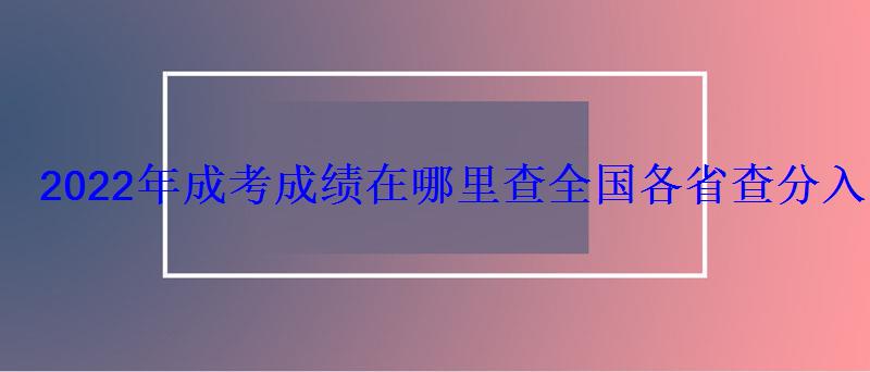 2022年成考成绩在哪里查全国各省查分入口汇总