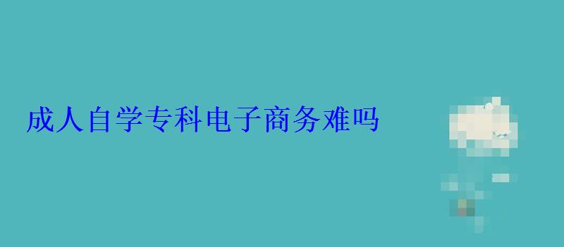 成人自学专科电子商务难吗