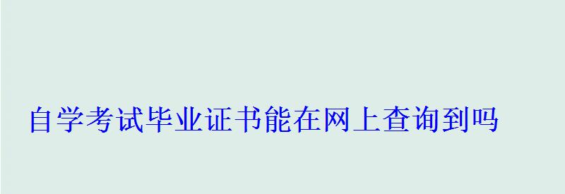 自学考试毕业证书能在网上查询到吗