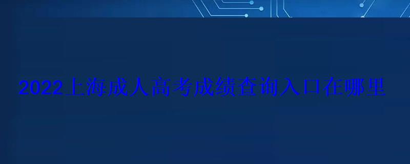 2022上海成人高考成绩查询入口在哪里