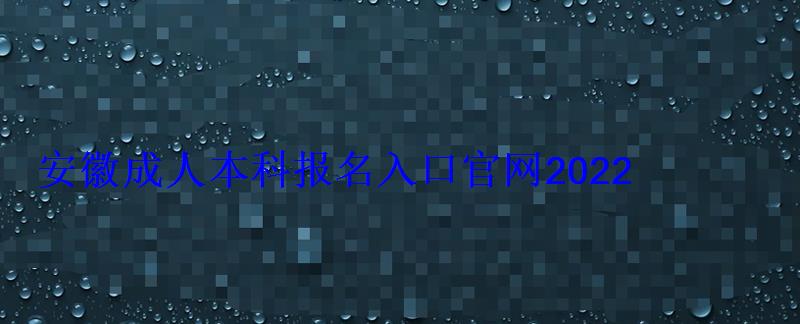 安徽成人本科报名入口官网，成人本科报名平台