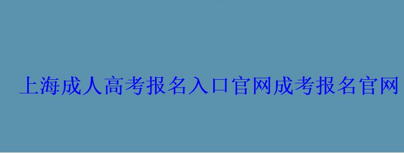 上海成人高考报名入口官网，成考报名官网