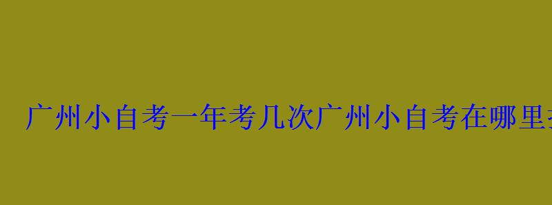 广州小自考一年考几次，广州小自考在哪里报名