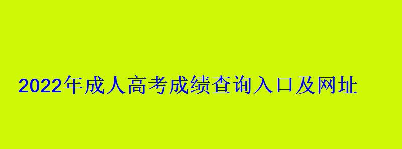 2022年成人高考成绩查询入口及网址