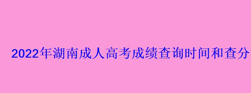 2022年湖南成人高考成绩查询时间和查分方式