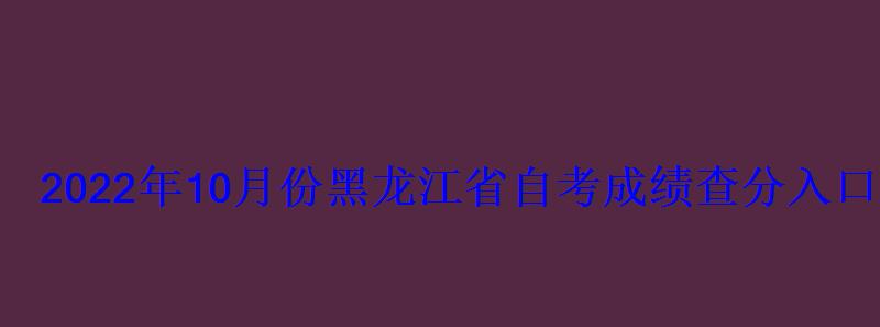 2022年10月份黑龙江省自考成绩查分入口