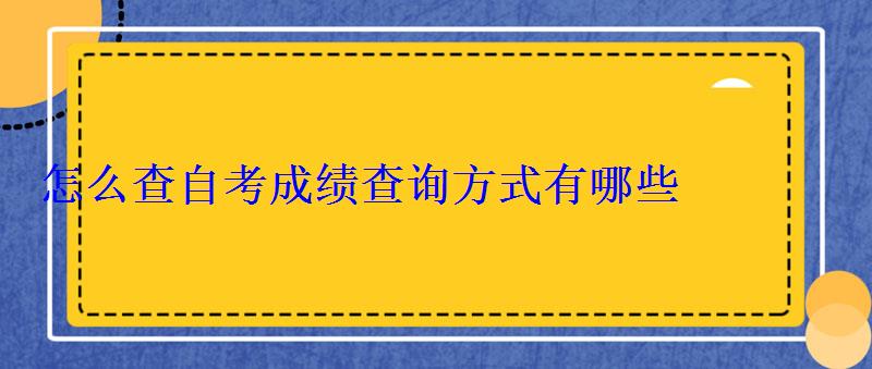 怎么查自考成绩查询方式有哪些