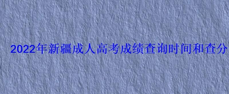 2022年新疆成人高考成绩查询时间和查分方式