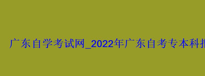 广东自学考试网_2022年广东自考专本科报名招生平台