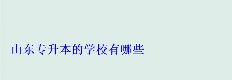 山东专升本的学校有哪些