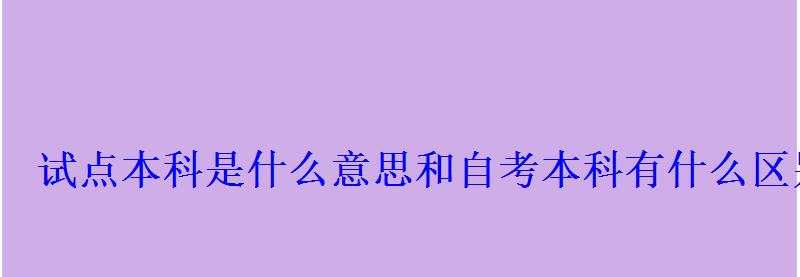 试点本科是什么意思和自考本科有什么区别