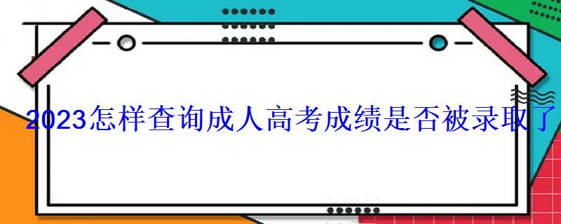 2023怎样查询成人高考成绩是否被录取了