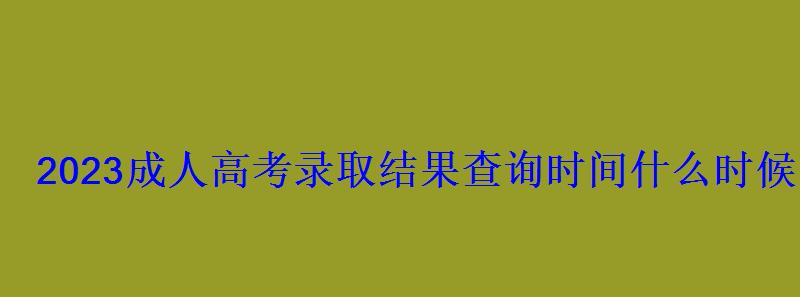 2023成人高考录取结果查询时间什么时候出来