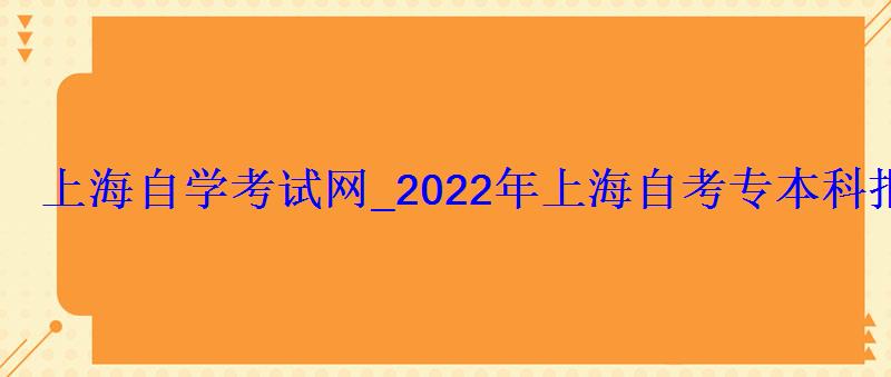 上海自学考试网_2022年上海自考专本科报名招生平台