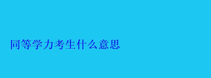 同等学力考生什么意思