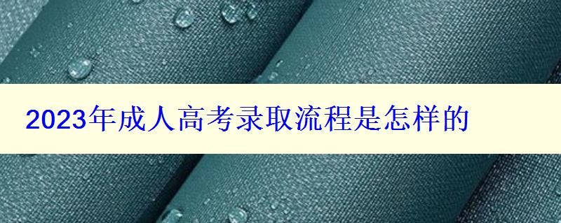 2024年成人高考錄取流程是怎樣的