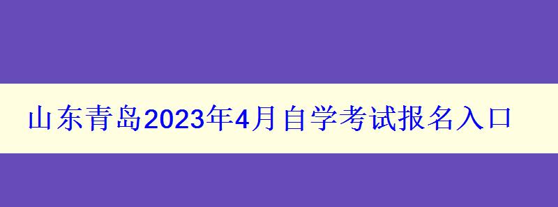 山東青島2024年4月自學考試報名入口