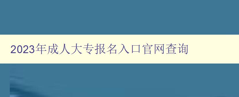 2023年成人大专报名入口官网查询