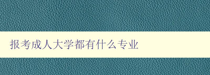 报考成人大学都有什么专业