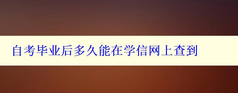 自考畢業(yè)后多久能在學信網上查到