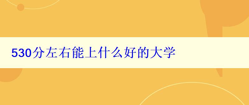 530分左右能上什么好的大学