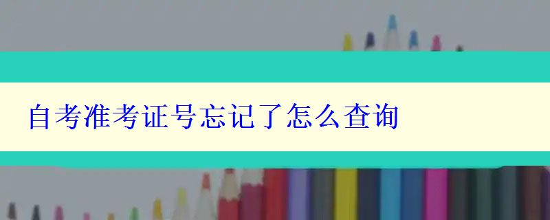 自考准考证号忘记了怎么查询