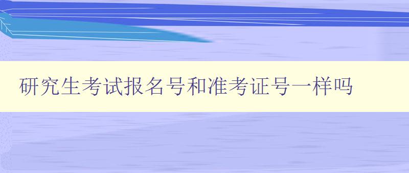 研究生考试报名号和准考证号一样吗 解析研究生考试报名流程