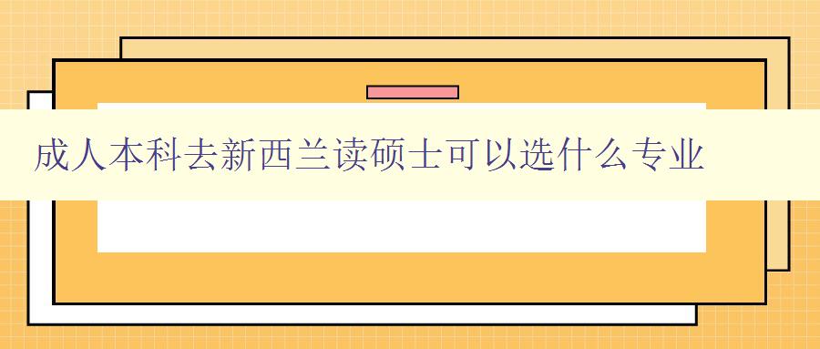 成人本科去新西兰读硕士可以选什么专业