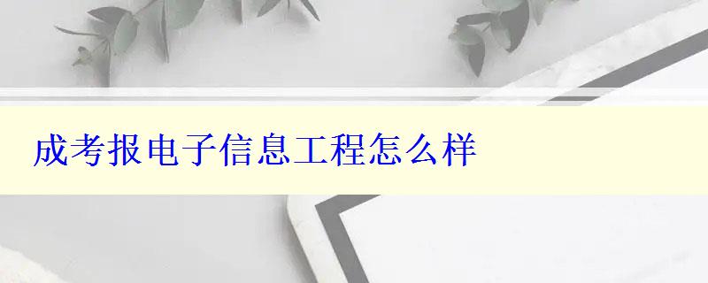 成考報(bào)電子信息工程怎么樣