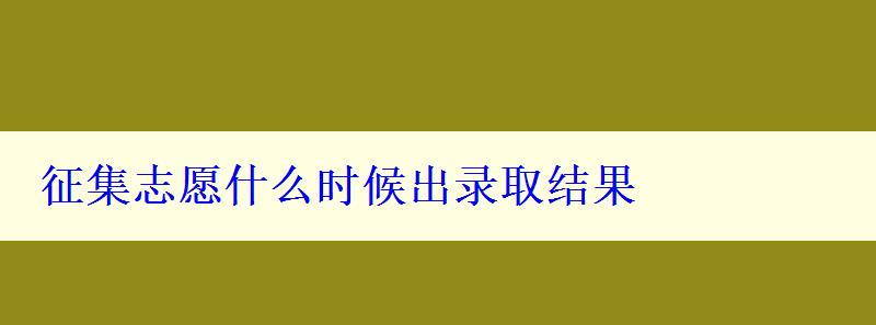 征集志愿什么时候出录取结果