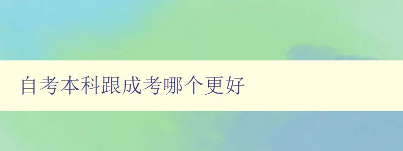 自考本科跟成考哪个更好 分析自考和成考的优缺点