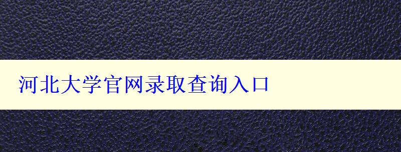 河北大学官网录取查询入口