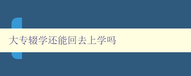 大专辍学还能回去上学吗 大专辍学后重新上学的方法和注意事项