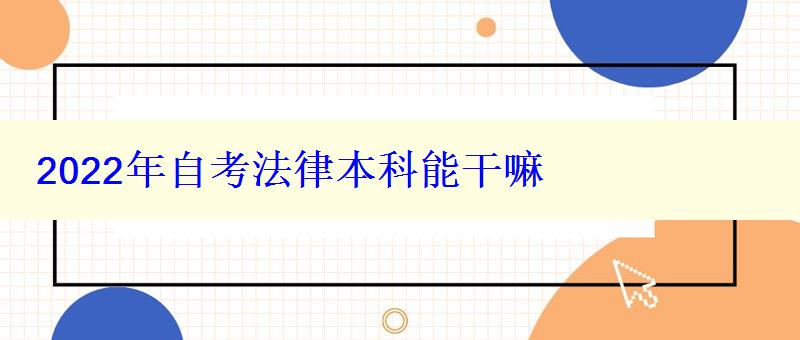 2024年自考法律本科能干嘛