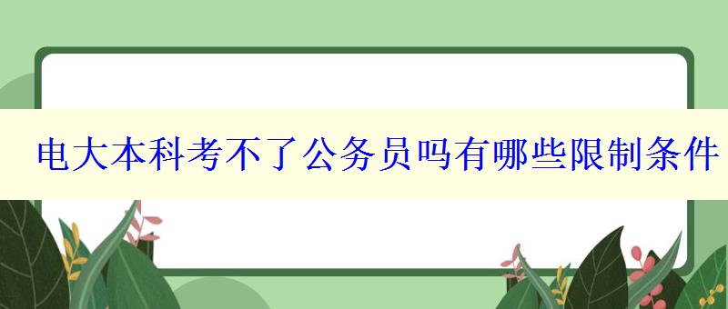 电大本科考不了公务员吗有哪些限制条件