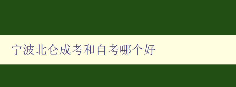 宁波北仑成考和自考哪个好 比较宁波北仑成考和自考的优缺点