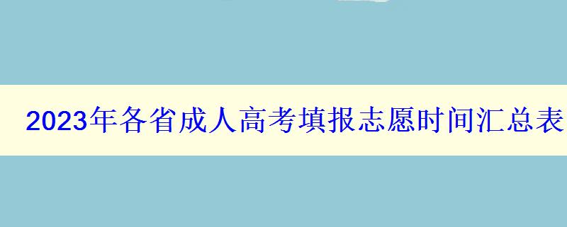 2024年各省成人高考填报志愿时间汇总表