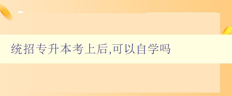 统招专升本考上后,可以自学吗 探讨自学与考研的关系