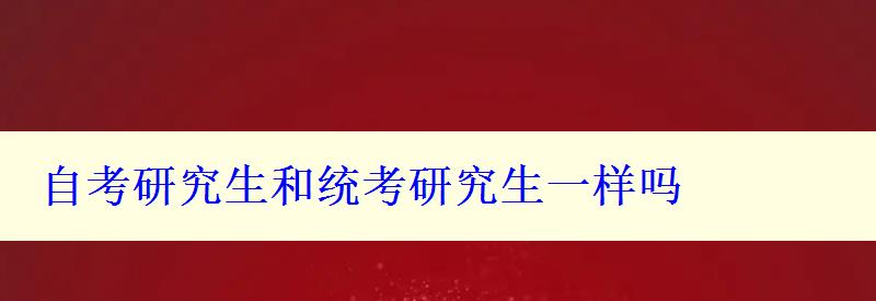 自考研究生和统考研究生一样吗