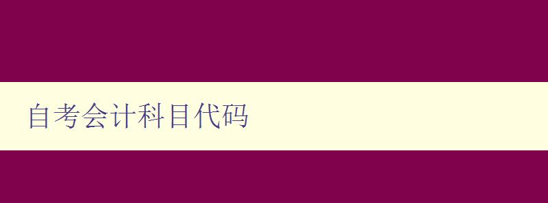 自考会计科目代码 详解自考会计科目的代码和名称