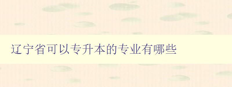 辽宁省可以专升本的专业有哪些 详细介绍辽宁省专升本开设的专业方向