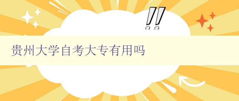 贵州大学自考大专有用吗 详解贵州大学自考大专的就业前景和学习收获