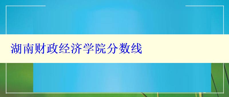 湖南财政经济学院分数线