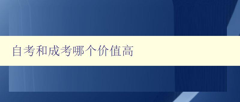 自考和成考哪个价值高 从就业和学历角度分析自考和成考的优缺点