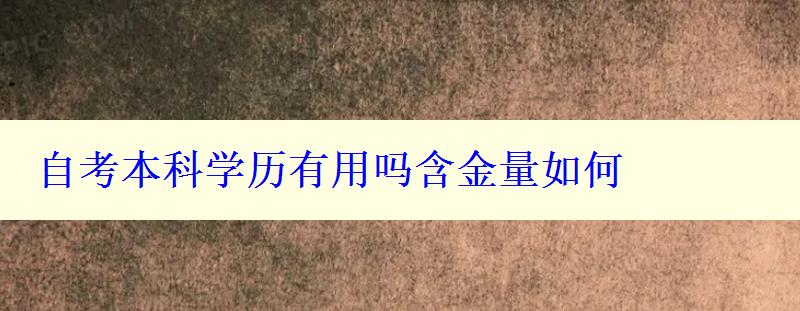 自考本科學(xué)歷有用嗎含金量如何