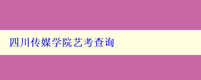 四川传媒学院艺考查询